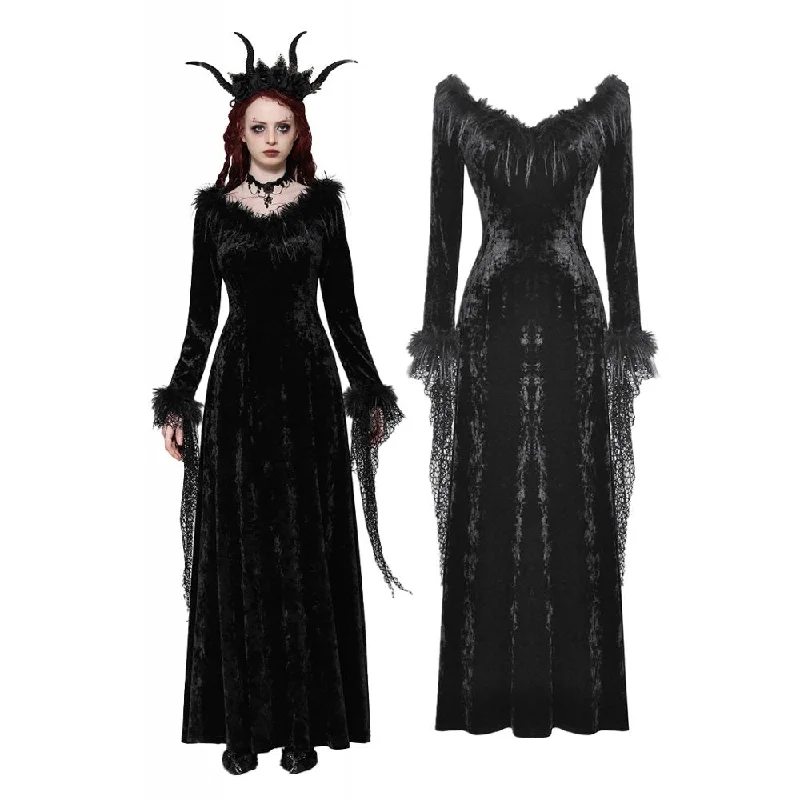 Women's Gothic Velvet Lace Maxi Dress Wedding Dress