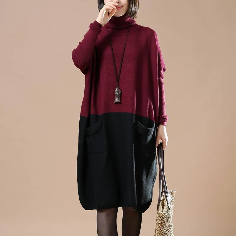 winter turtle neck baggy sweaters women knit dresses