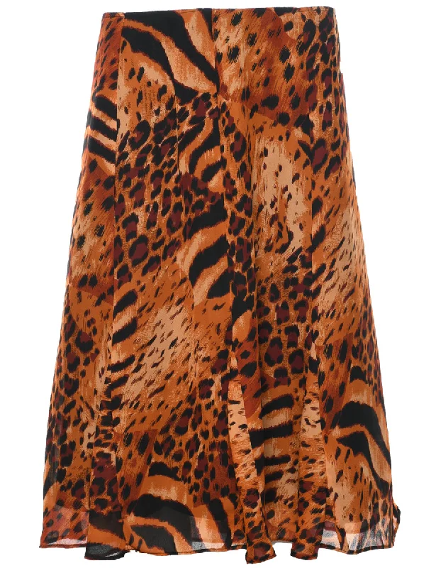 Animal Print Flared Skirt - M