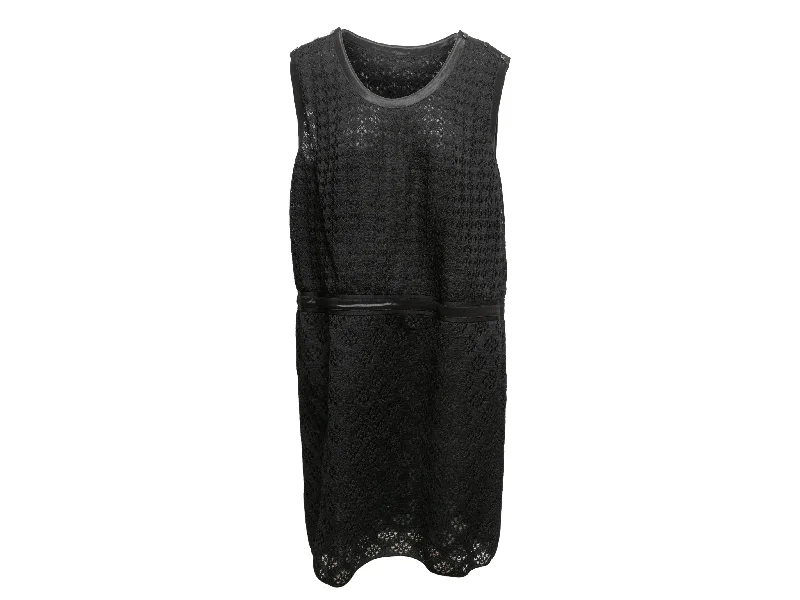 Black Chanel 2013 Silk Semi-Sheer Sleeveless Dress Size FR 50