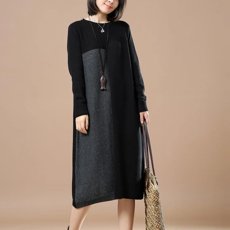 Black fine woman sweaters winter knit dresses