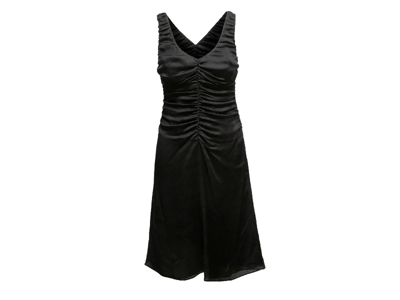 Black Giorgio Armani Ruched Sleeveless Dress Size IT 42