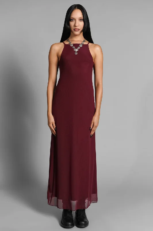 Charmed Mesh Dress - Merlot