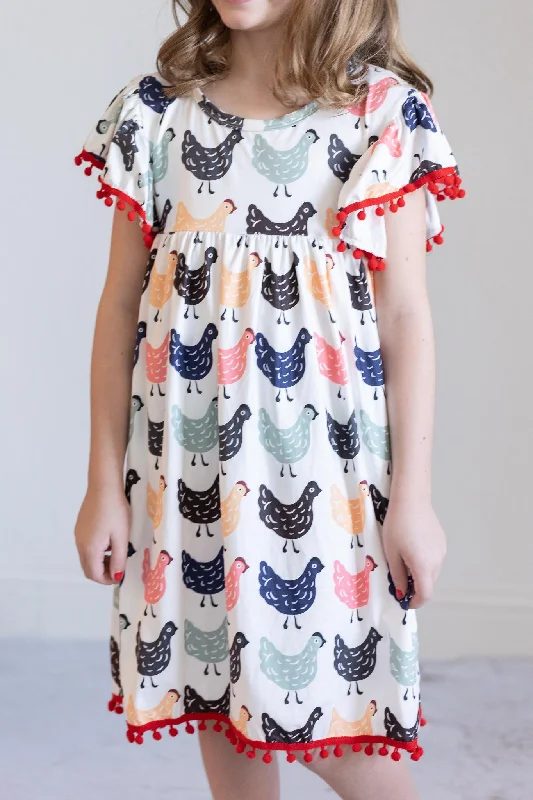 SALE Chicken Pom Pom Dress