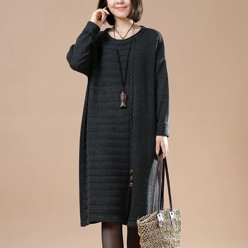 Fine gray half cable knit sweaters oversize knit dresses