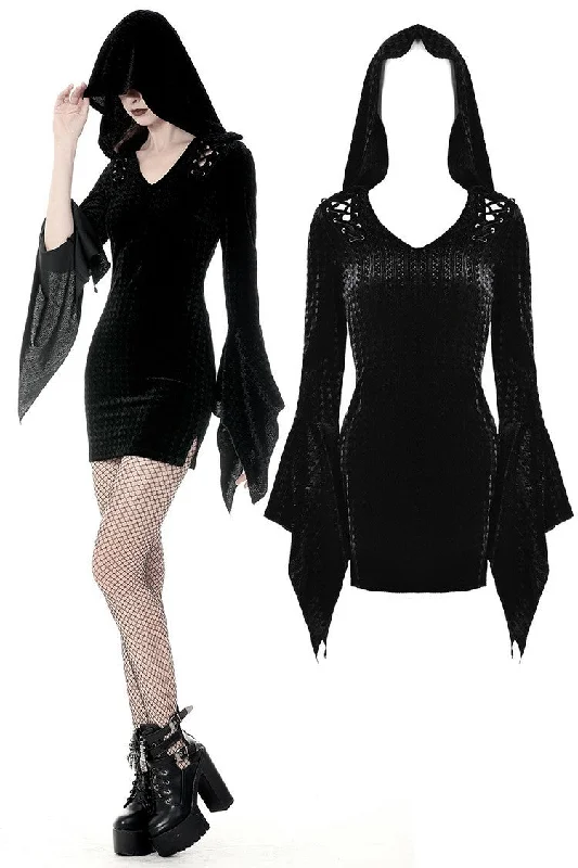 Gothic witch holloween hooded slim dress DW375