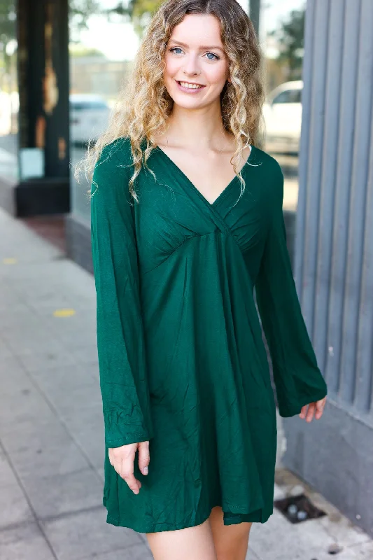 Hunter Green Surplice Dress