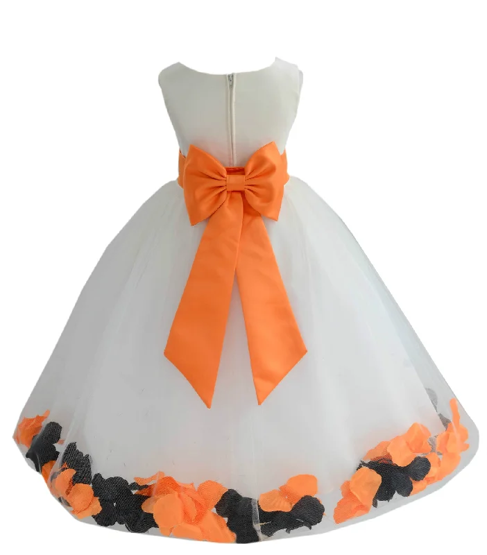 Ivory Elegant Colorful Mixed Rose Petals Bridesmaid Pageant Special Occasion Flower Girl Dress 302T(2)