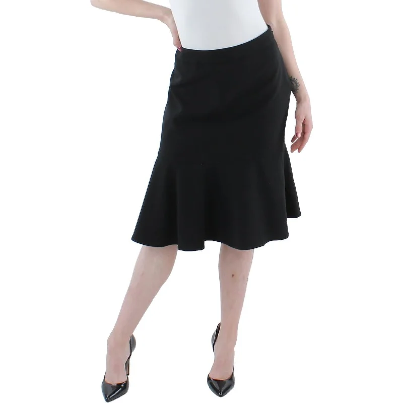 Le Suit Womens Knit Ruffled A-Line Skirt