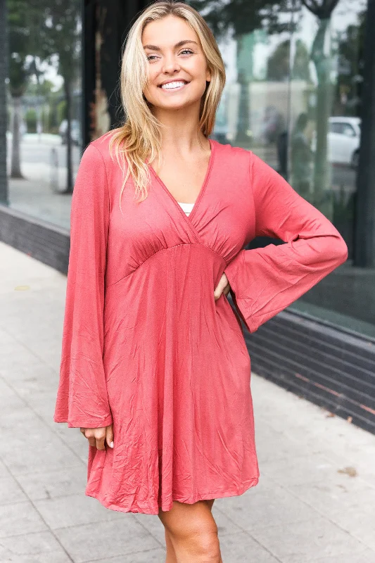 Marsala Surplice Dress