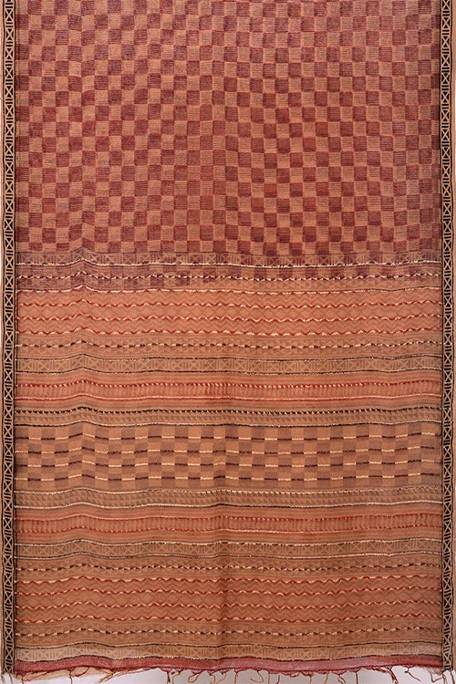 Natural Dye Block Print Silk Sari-5