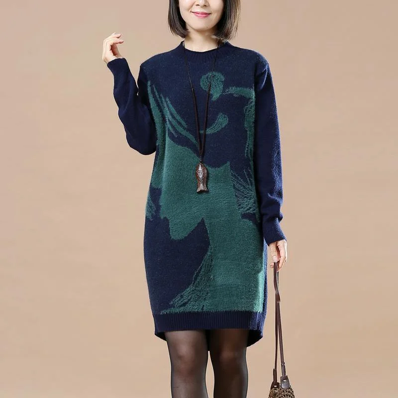 New navy pretty girl sweater knit dresses spring fashion sweater women long sweaters