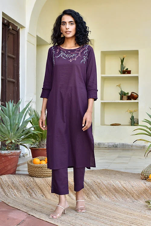 Okhai 'Delicate' Hand Embroidered Cotton Kurta Pant Set