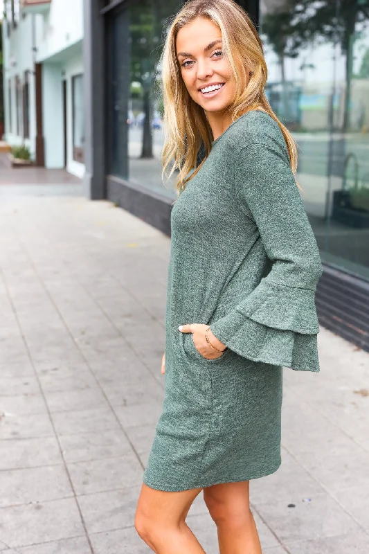 Olive Hacci Bell Sleeve Dress