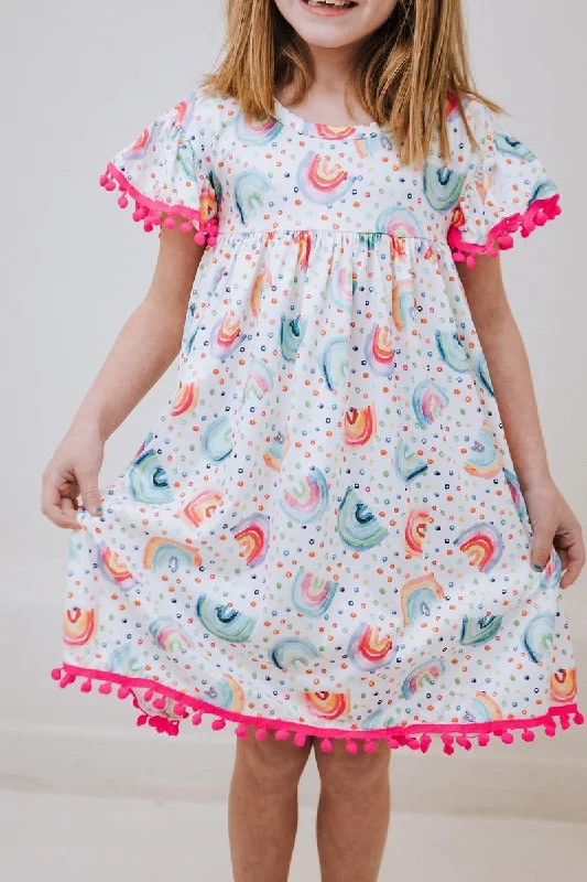 Rainbow Dot Pom Pom Dress