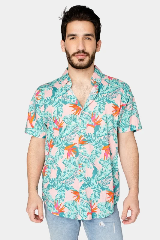 Robert Button Down Dress Shirt - Hibiscus