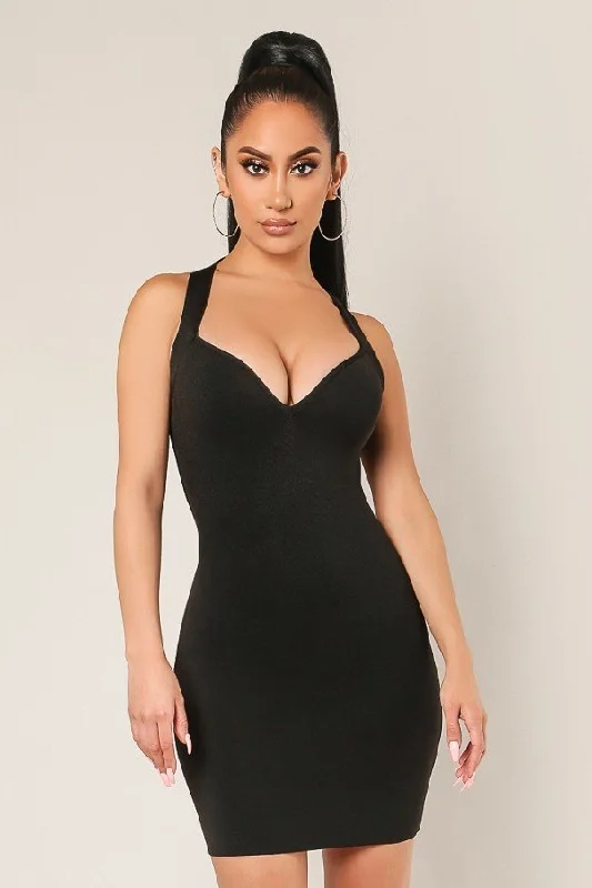 Strappy Braided Back Sweetheart Bandage Dress