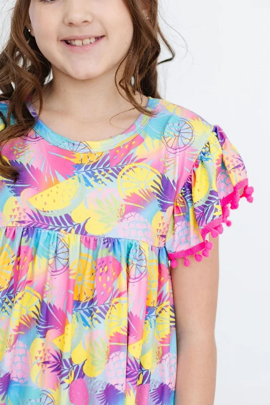 Tropical Glow Pom Pom Dress