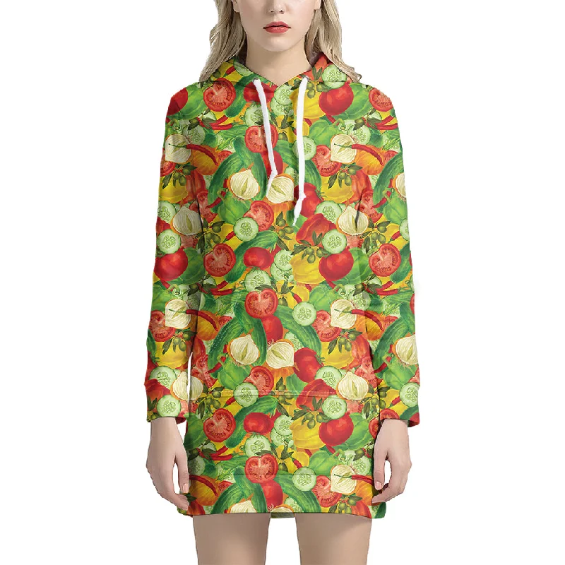 Vegan Pattern Print Pullover Hoodie Dress