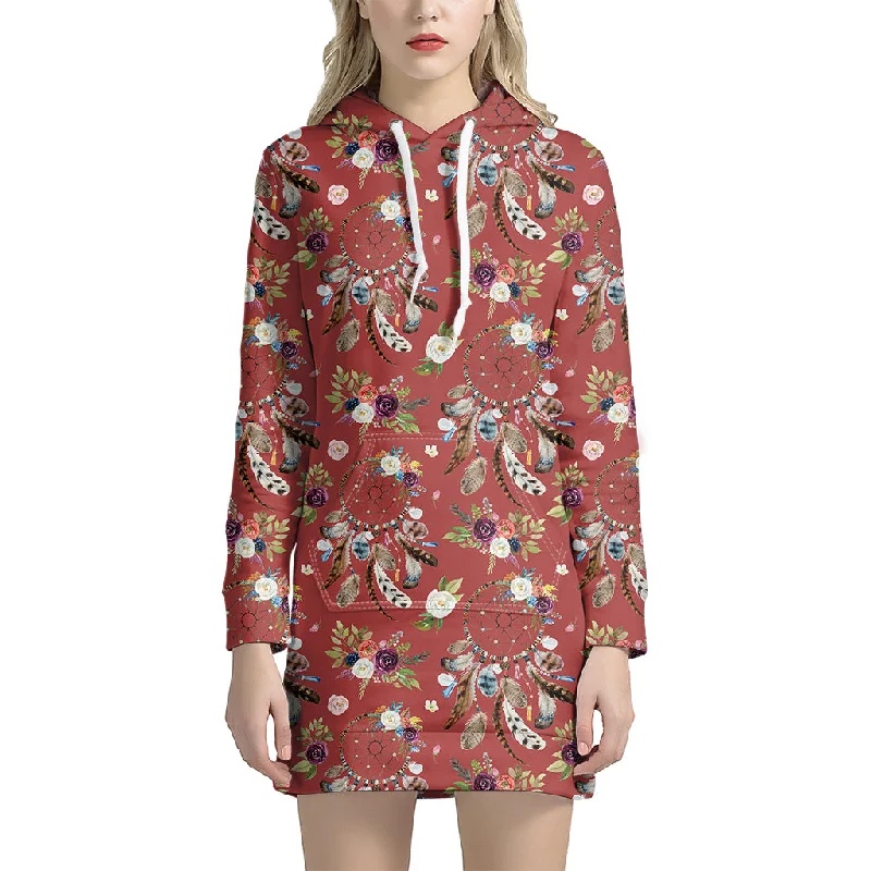 Vintage Dream Catcher Pattern Print Pullover Hoodie Dress