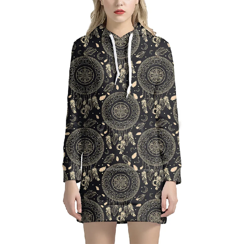 Vintage Native Dream Catcher Print Pullover Hoodie Dress