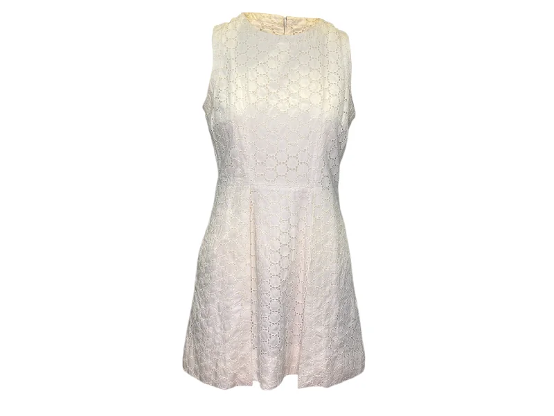 White Victoria Beckham Eyelet Lace Sleeveless Dress Size US 10