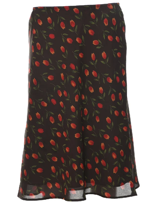 Worthington Floral Pattern A-line Skirt - M