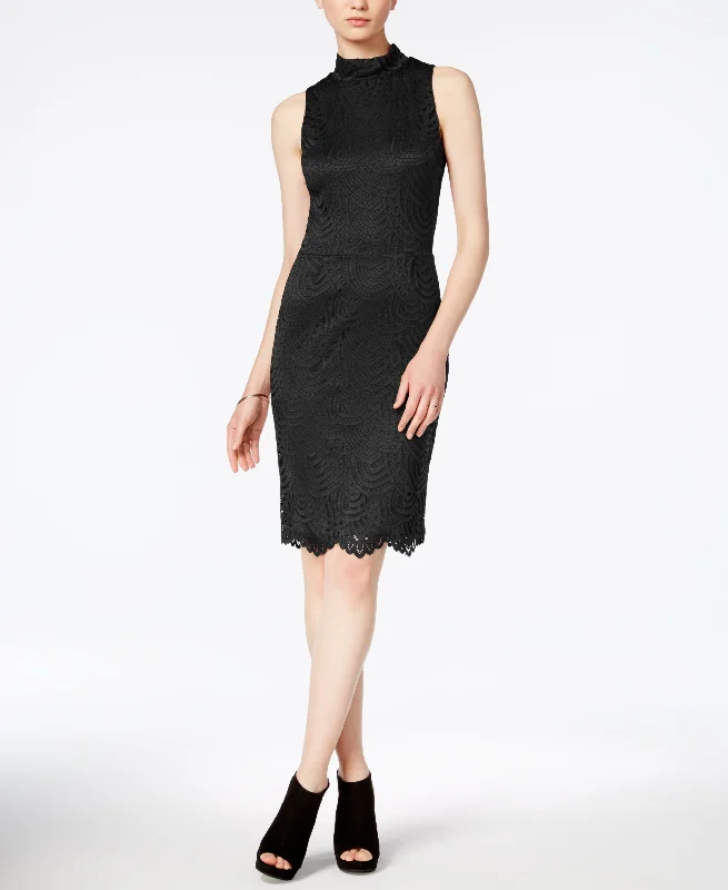 Bar III Lace Mock Neck Sheath Dress