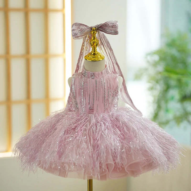 Cute Baby Girl Party Dress Tassel Sequins Pageant Birthday Princess Dress