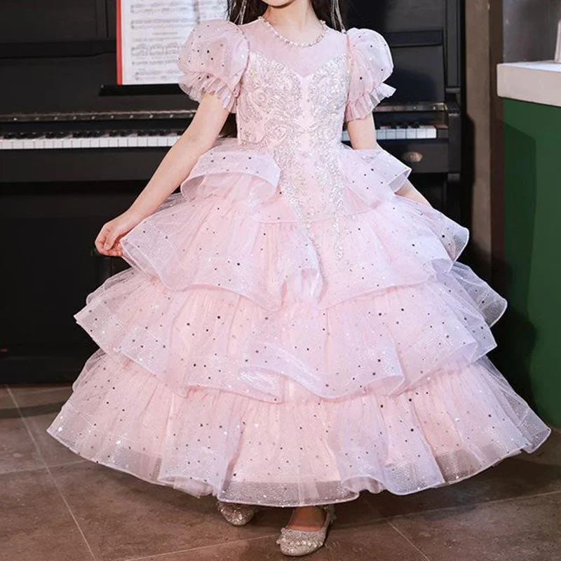 Flower Girl Cute Wedding Pageant Sequin Princess Dress