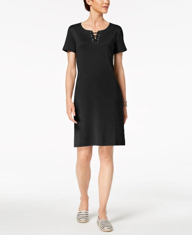 Karen Scott Lace Up Shift Dress