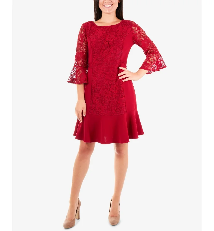 NY Collection Lace Flounce Hem Shift Dress