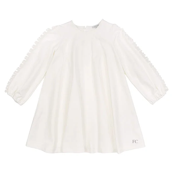 Piccola Ludo Off White Ruffle Sleeve Doreli Dress