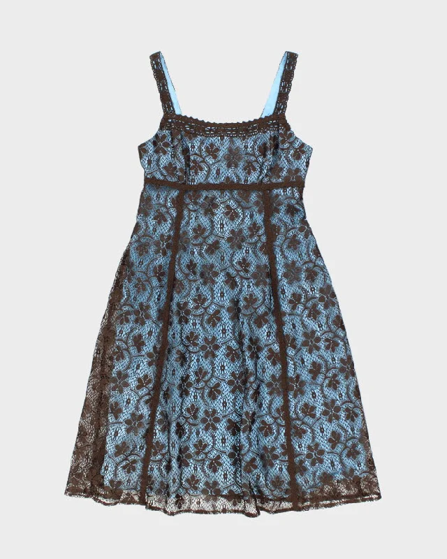 Vintage Laura Brown & Blue Lace - M