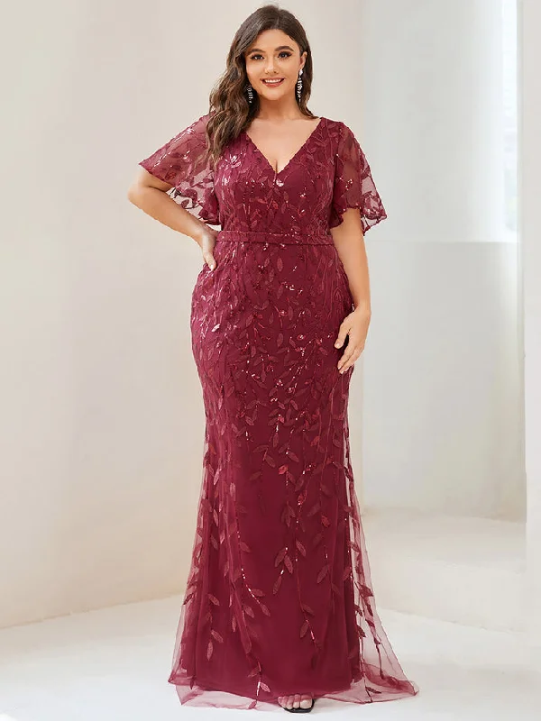 Burgundy 22 Formal Long Plus Size Dress Sale